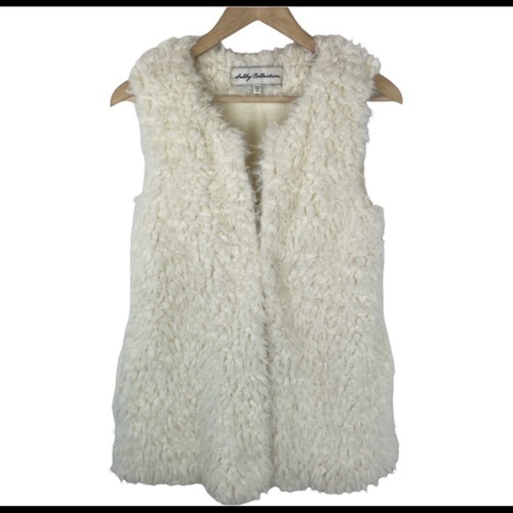 Sebby Collection Ivory Sherpa Vest